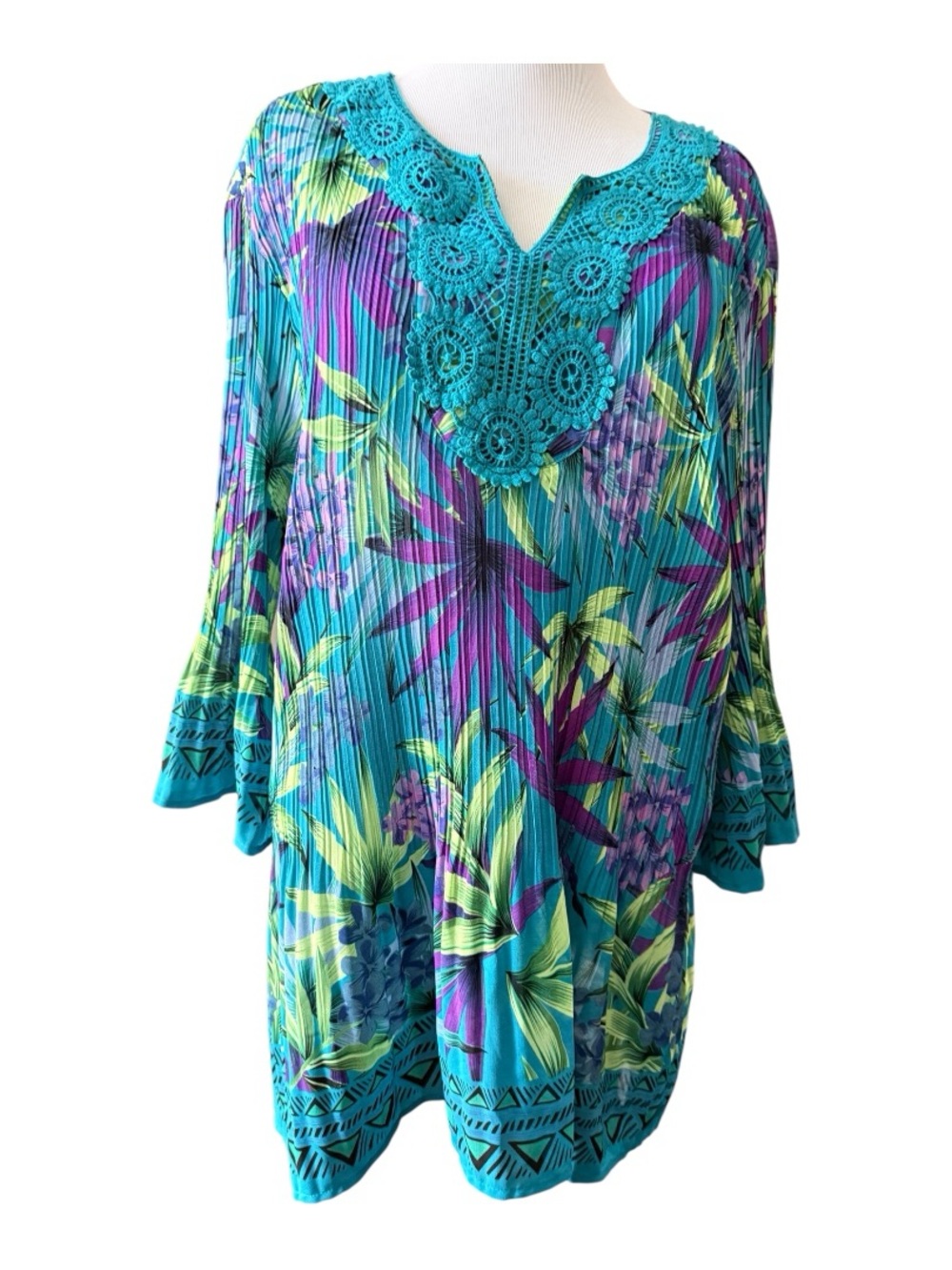 Catherines Turquoise Floral Tunic - Women’s - Size 3X